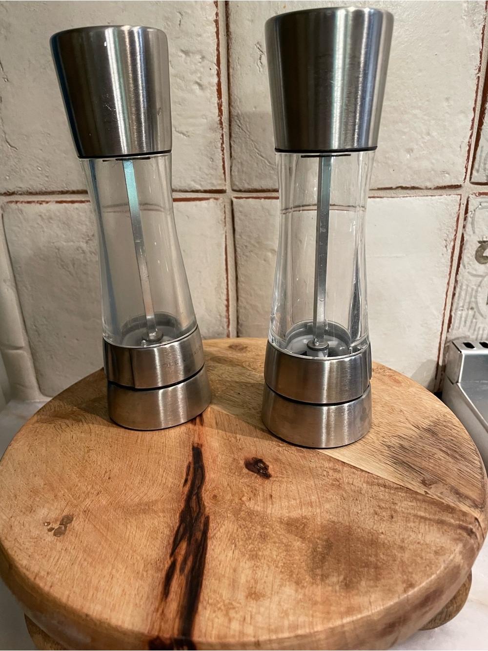 Stainless Steel and Clear Acrylic Salt & Pepper Mills - Set of 2